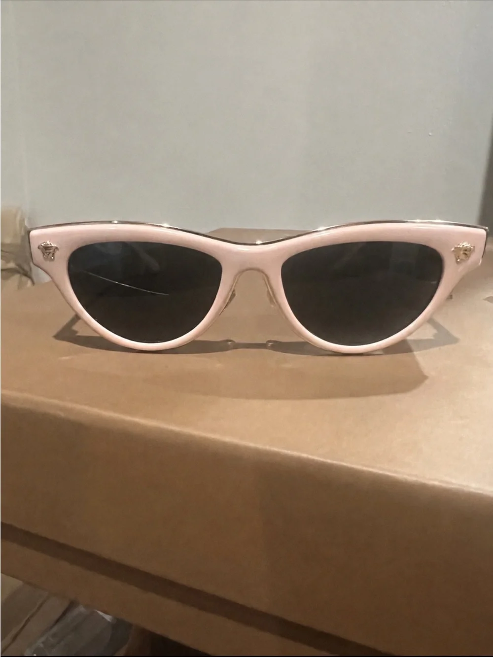 Versace Pink Cat-Eye Sunglasses with Gold Medusa Accents
